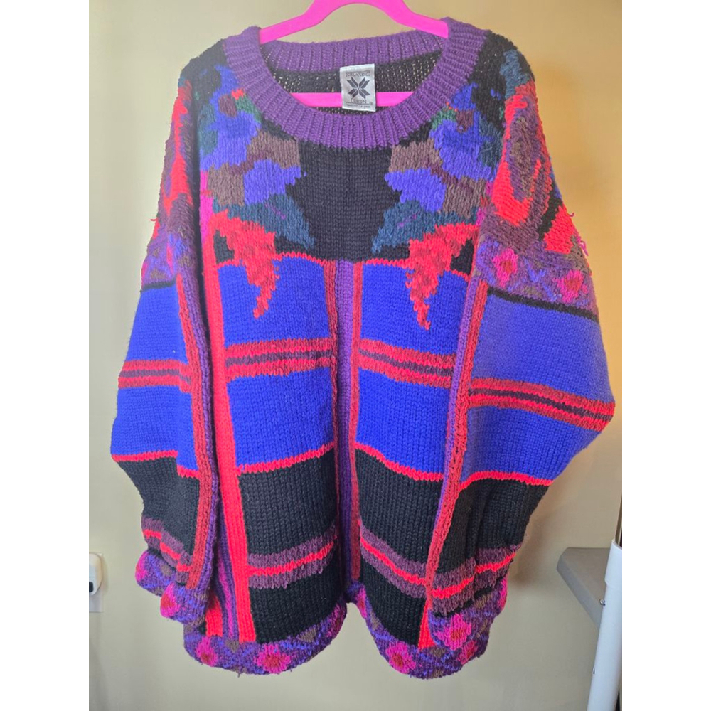 Women's Icelandic Design Crew Neck Sweater M Blue Purple - Picture 2 of 7